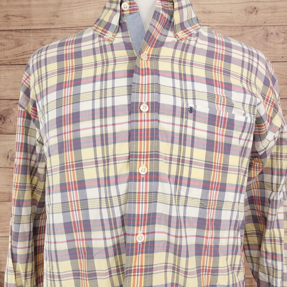 IZOD Luxury Sport Shirt Mens 2XL Multicolor Plaid Long Sleeve Button-Up Cotton